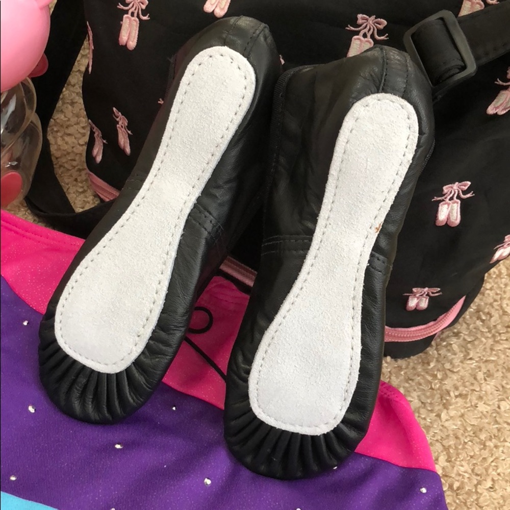 LEOS Black Ballet Shoes Leather W=Med. - Picture 8 of 9